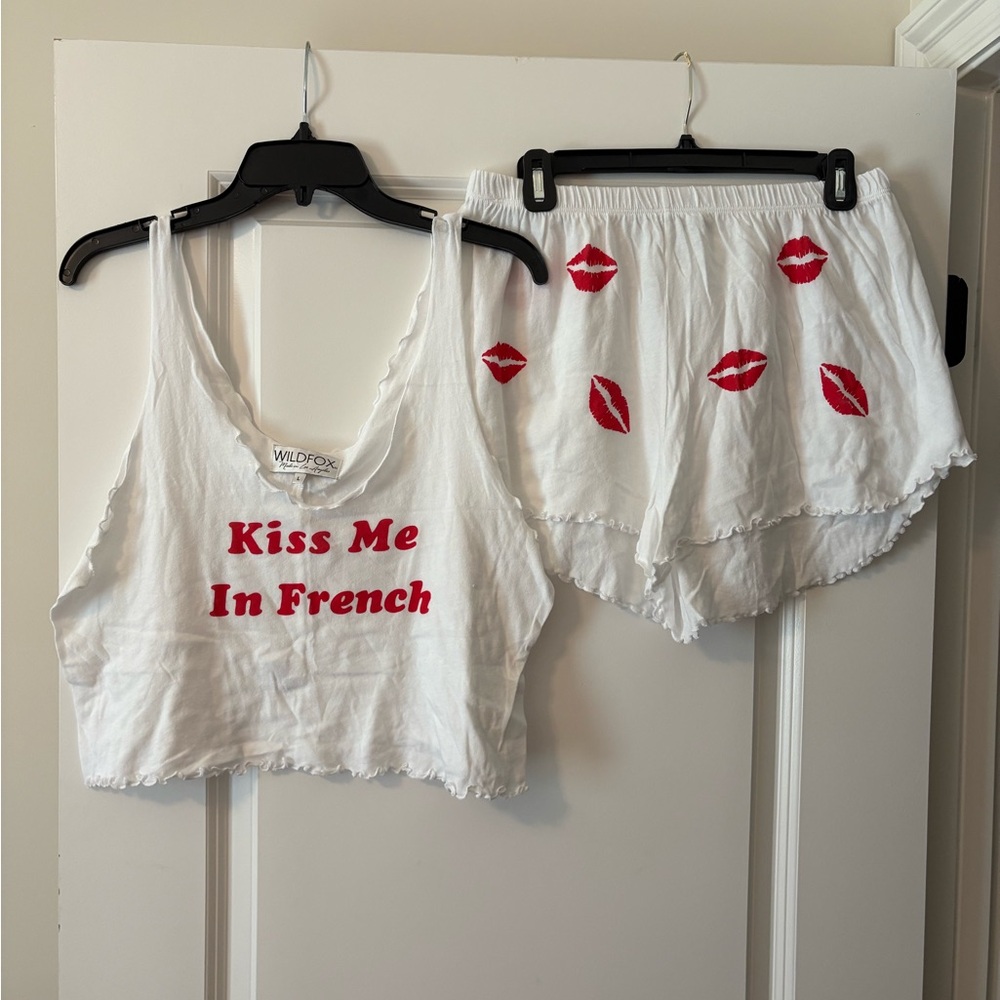 Wildfox White Top with Red Text